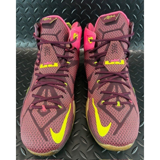 Nike LeBron 12 Double Helix Purple Lime Green 684593-607 Mens sneakers size 134
