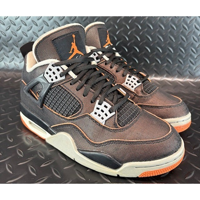 Jordan 4 Retro Starfish CW7183-100 Womens black orange sneakers size 7.51