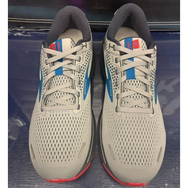 Brooks Ghost 14 Light Grey Blue Red (2021) 1103691D078 Mens sneakers size 11.54