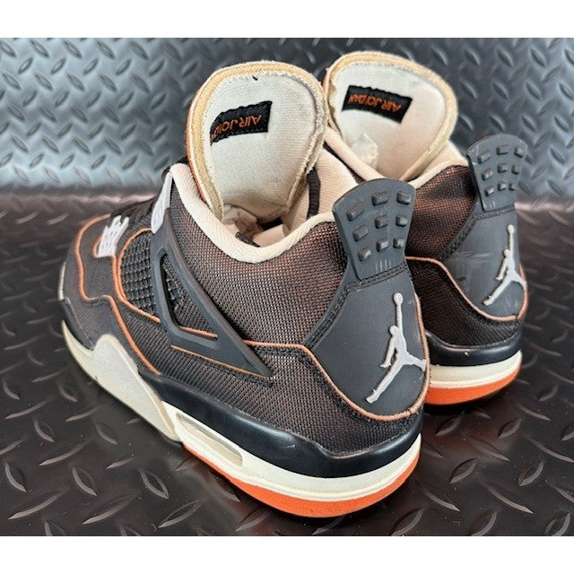 Jordan 4 Retro Starfish CW7183-100 Womens black orange sneakers size 7.53