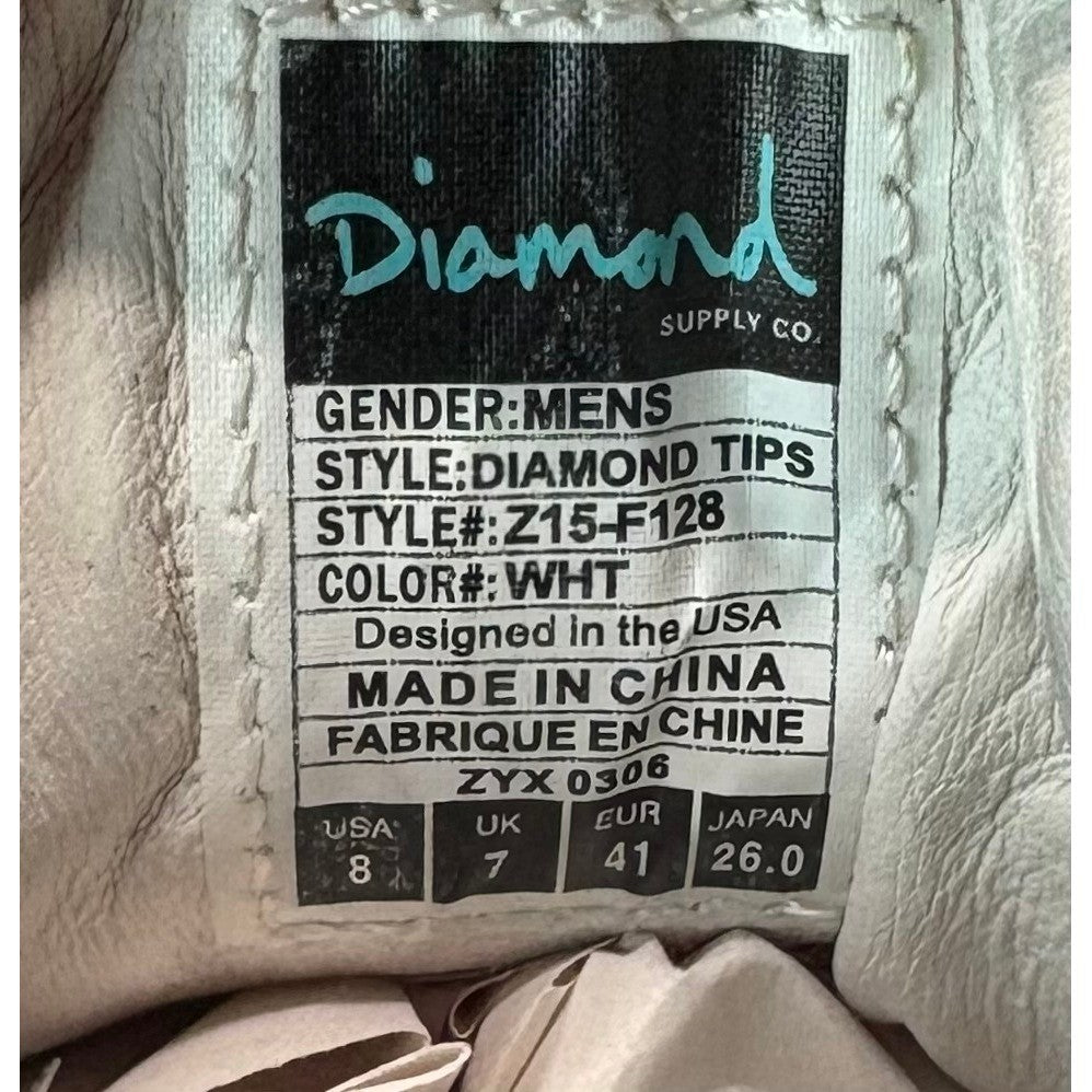 Diamond Supply Co. White Diamond Tips Z15-F128 Mens sneakers shoes size 87