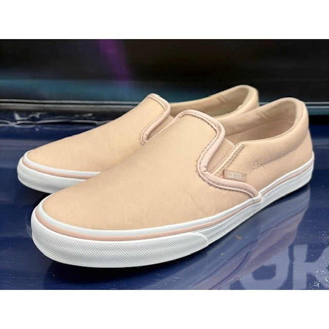 Vans Classic OTW Peach Leather White 721356 Womens slip-on sneakers size 8.50