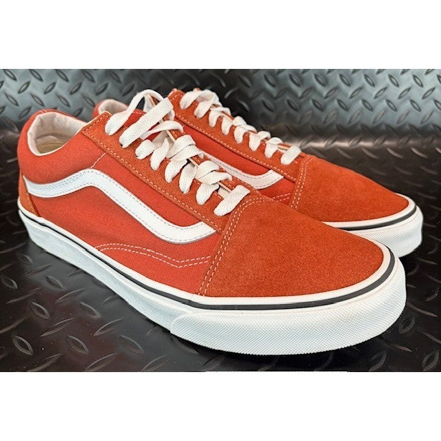 Vans Old Skool Dark Orange Burnt Ochre Suede Canvas Sneakers Mens size 9.52