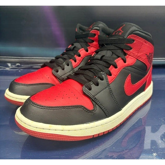 Jordan 1 Mid Banned Black Red (2020) 554724-074 Mens sneakers size 8.50