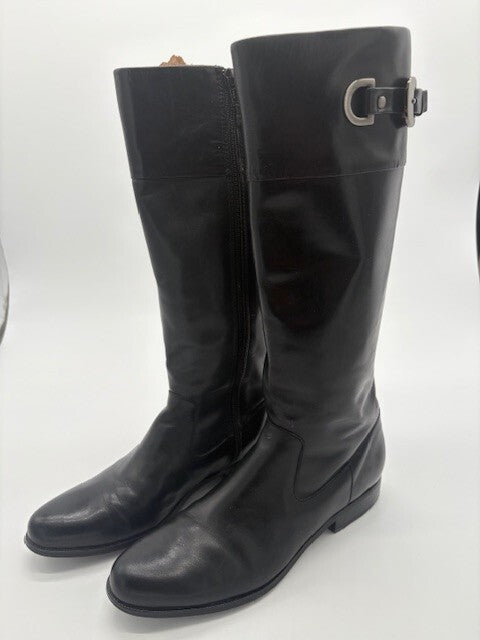 Anne Klein Akchandler Black Leather Womens knee high boots Size 8 M0