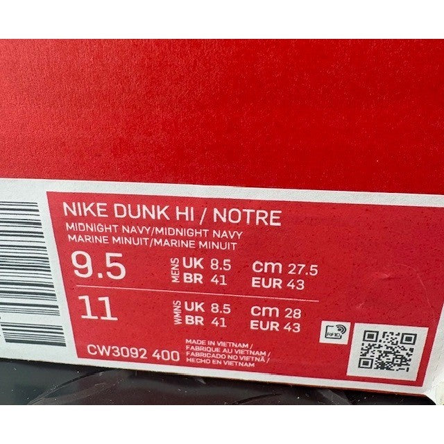 Nike Dunk Hi AB Notre Midnight Navy CW3092-400 Mens sneakers size 9.512