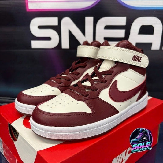 Nike Court Borough Mid 2 Soft Pearl Dark Red CD7783-013 Kids sneakers size 13C0