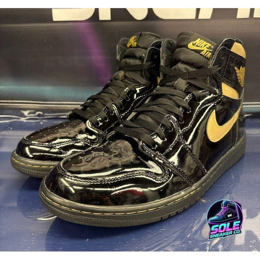Jordan 1 Retro High Black Metal Gold (2020) 555088-032 Mens sneakers size 10.50