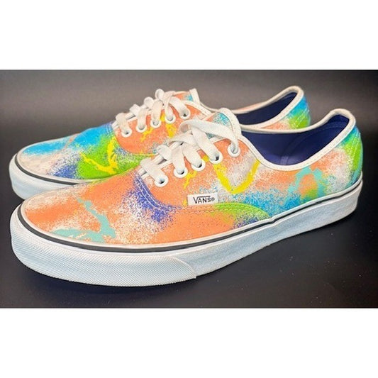 Vans Authentic Multi Color Splatter Paint Canvas Low Top Sneakers Mens size 100