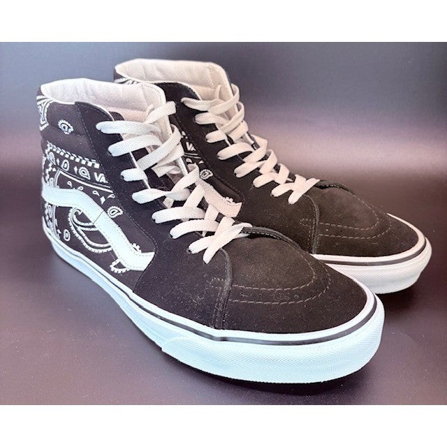 Vans Sk8-Hi Peace Paisley Bandana Black White High Top Sneakers Mens size 11.51