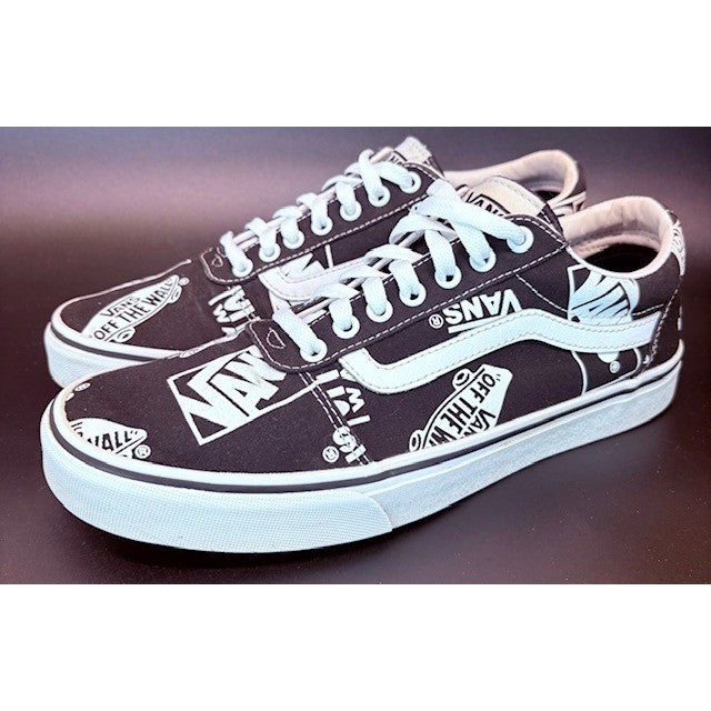 Vans Ward Low Top Sneakers Black White Logo Canvas Skate Shoes Mens size 10.50