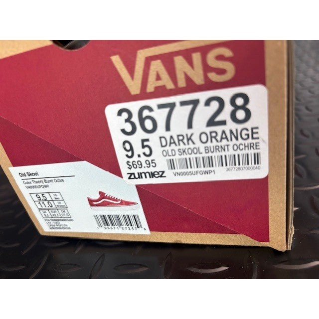 Vans Old Skool Dark Orange Burnt Ochre Suede Canvas Sneakers Mens size 9.58