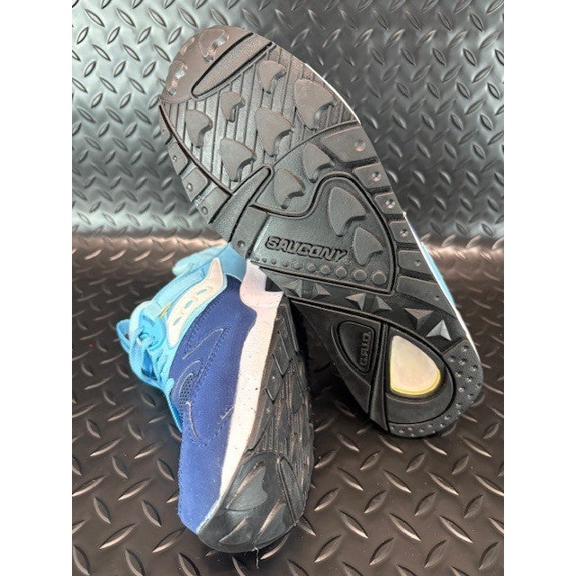 Saucony Grid 9000 Navy Light Blue Mens athletic suede sneakers size 97