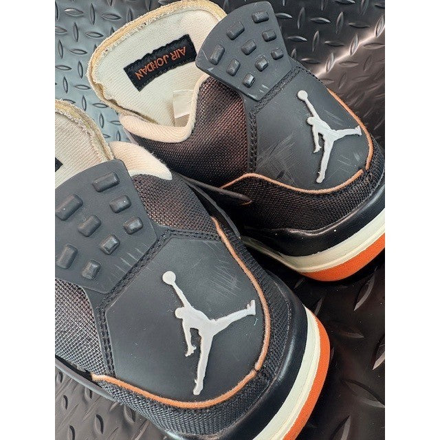 Jordan 4 Retro Starfish CW7183-100 Womens black orange sneakers size 7.54