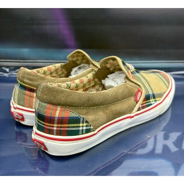 Vans Classic Tartan Plaid Red Green Mens slip-on canvas sneakers size 112