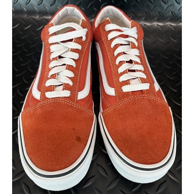 Vans Old Skool Dark Orange Burnt Ochre Suede Canvas Sneakers Mens size 9.55