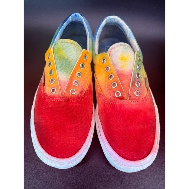 Vans Era Rainbow Tie Dye Canvas Skate Sneakers Shoes Hand Made Mens size 10.54