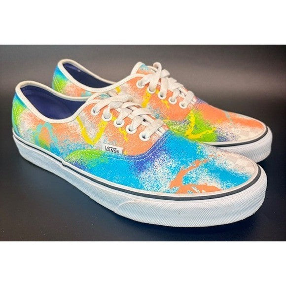 Vans Authentic Multi Color Splatter Paint Canvas Low Top Sneakers Mens size 101