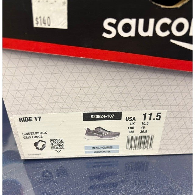 Saucony Ride 17 Cinder Black (2024) S20924-107 Mens sneakers size 11.57